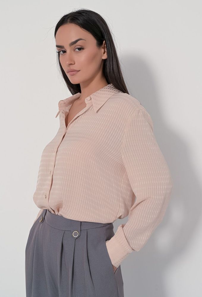 Fullah Sugah Γυναικείο Πουκάμισο Nude Μονόχρωμο - Image 5