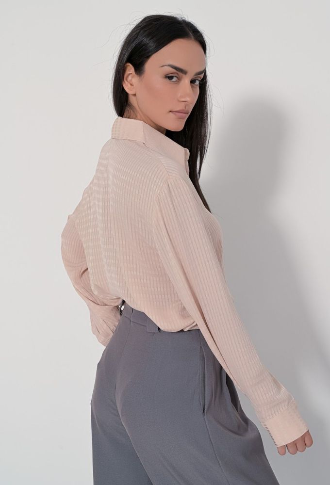 Fullah Sugah Γυναικείο Πουκάμισο Nude Μονόχρωμο - Image 4