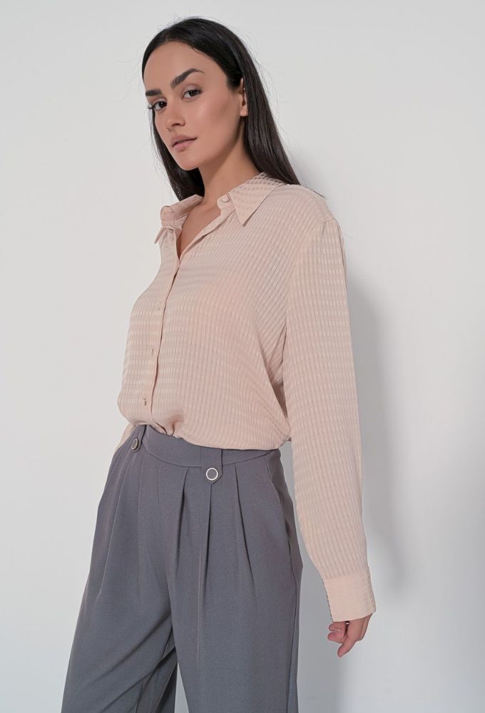 Fullah Sugah Γυναικείο Πουκάμισο Nude Μονόχρωμο - Image 3