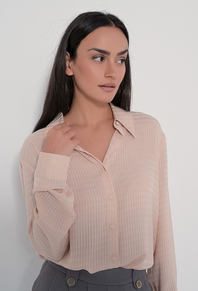 Fullah Sugah Γυναικείο Πουκάμισο Nude Μονόχρωμο - Image 2