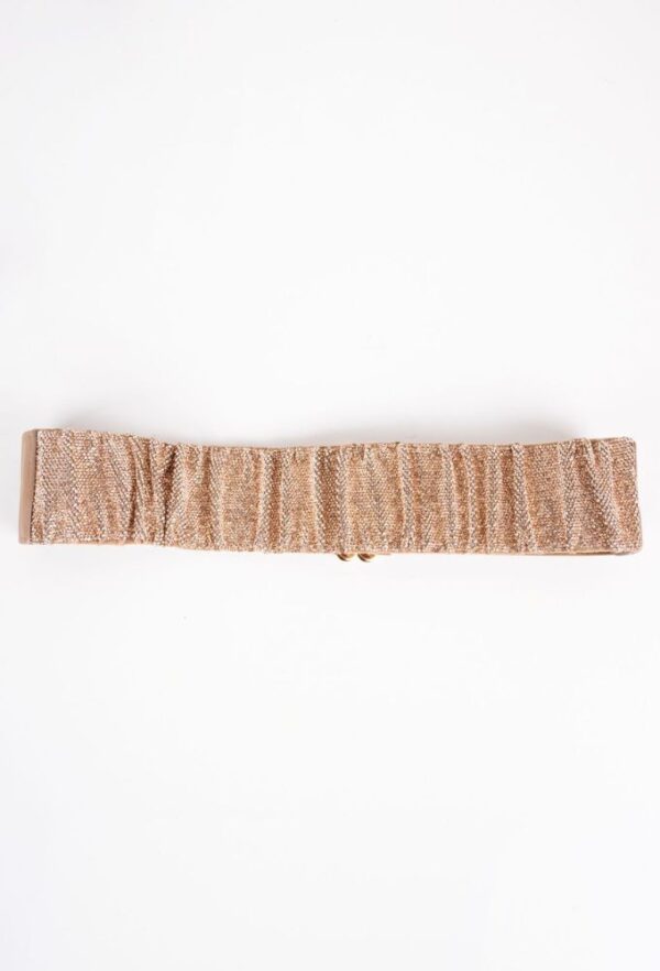 Fullah Sugah Γυναικεία Ζώνη Καφέ Ανοιχτό με Στρας και Σούρες