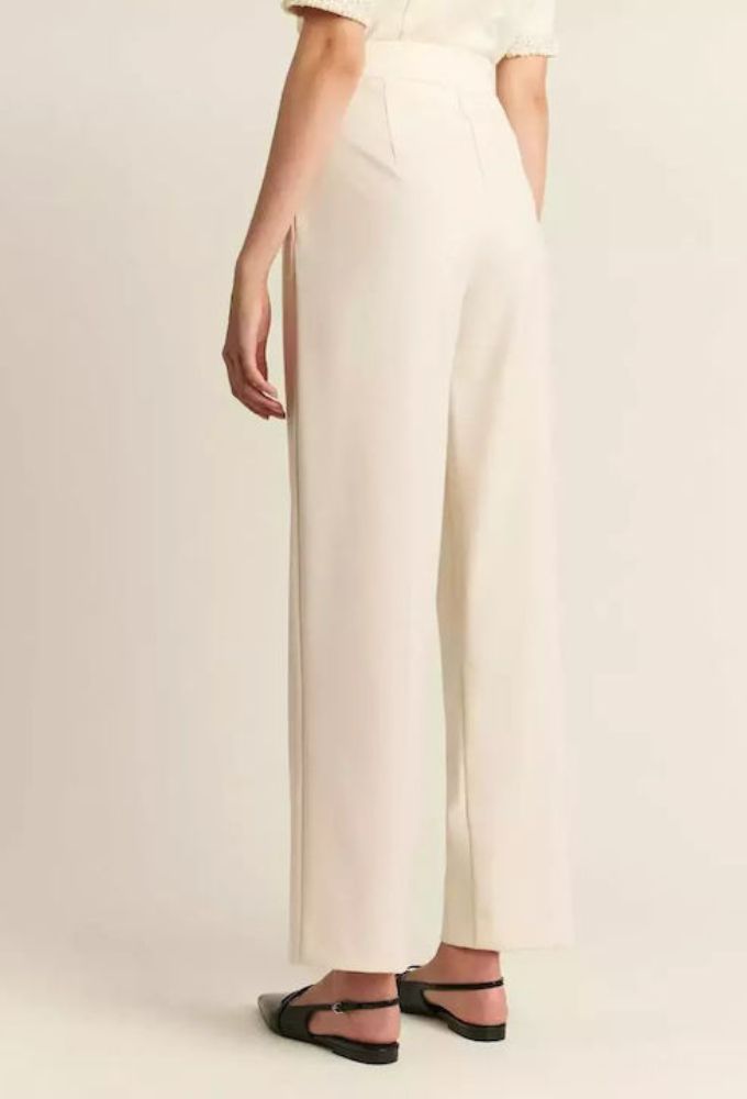 Forel Γυναικείο Υφασμάτινο Παντελόνι σε Ίσια Γραμμή Εκρού - Image 3