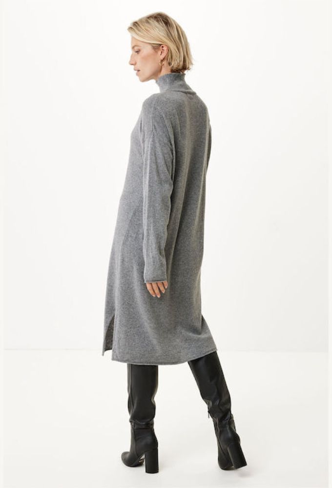 Mexx Fashion Midi All Day Φόρεμα Πλεκτό Γκρι - Image 3