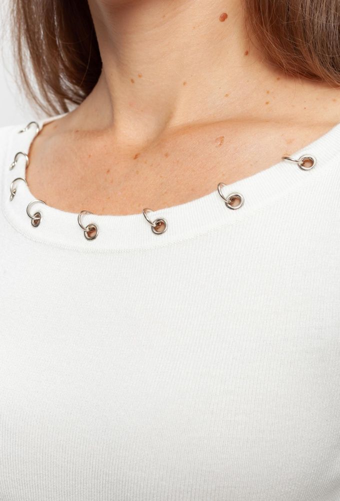 Liu Jo Μακρυμάνικο Γυναικείο Πουλόβερ Άσπρο - Image 2