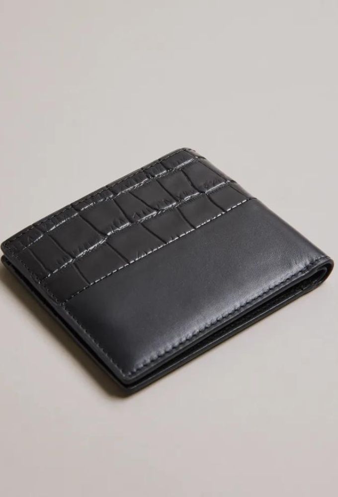 Ted Baker Δερμάτινο Κροκό Ανδρικό Πορτοφόλι Μαύρο - Image 3