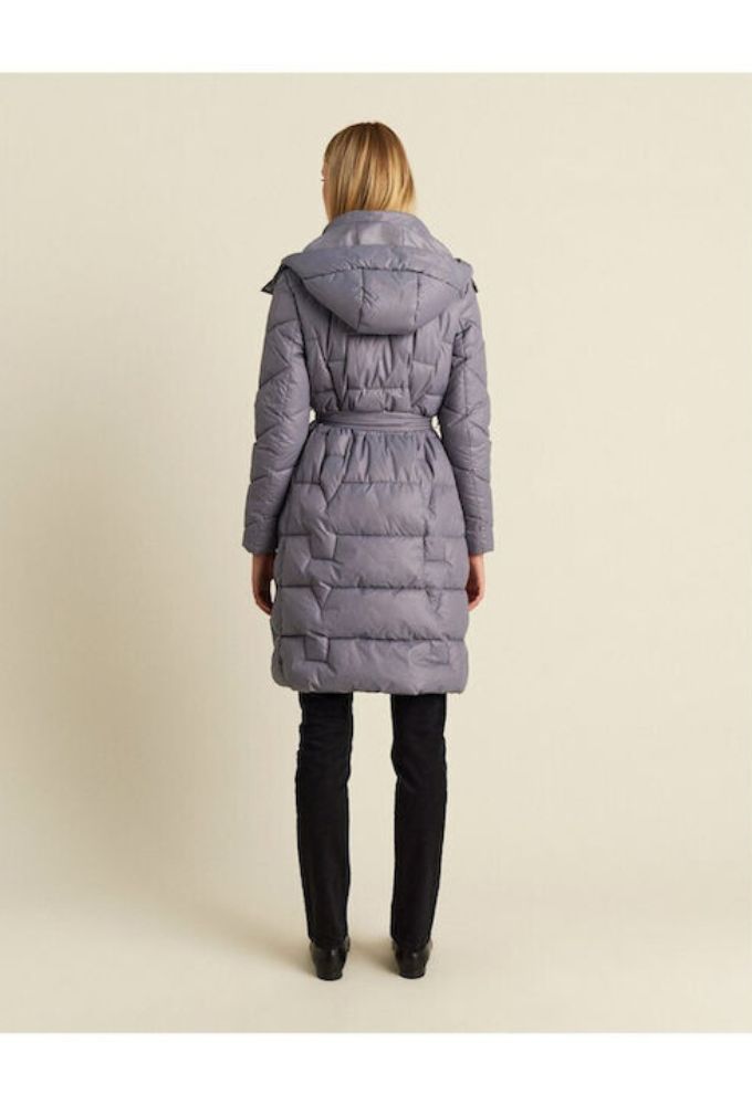 Forel Μακρύ Γυναικείο Puffer Μπουφάν για Χειμώνα Γκρι - Image 2