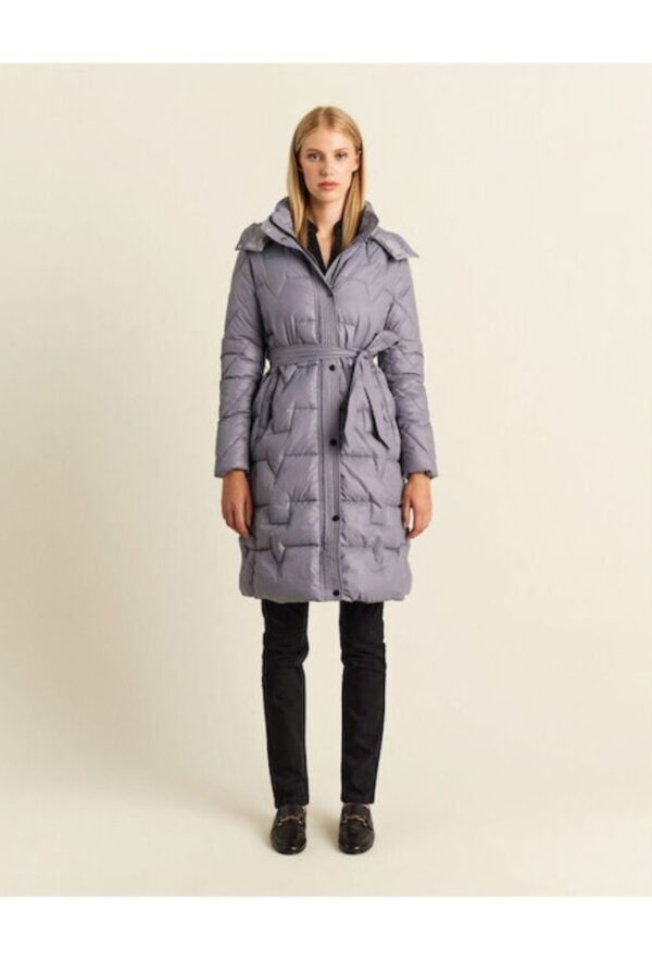 Forel Μακρύ Γυναικείο Puffer Μπουφάν για Χειμώνα Γκρι