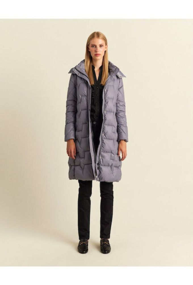 Forel Μακρύ Γυναικείο Puffer Μπουφάν για Χειμώνα Γκρι - Image 3
