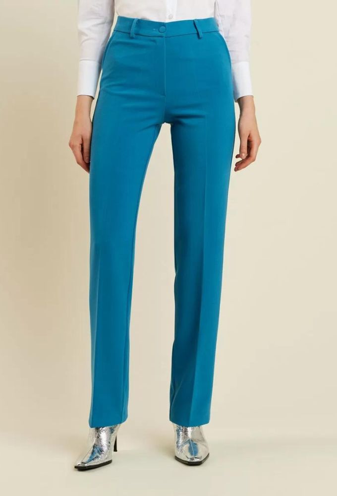 Forel Γυναικείο Παντελόνι Κρεπ σε Ίσια Γραμμή Ουρανί