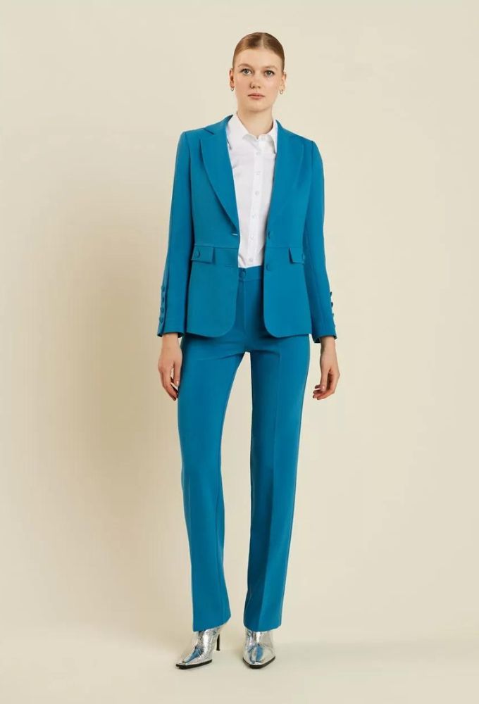 Forel Γυναικείο Παντελόνι Κρεπ σε Ίσια Γραμμή Ουρανί - Image 4