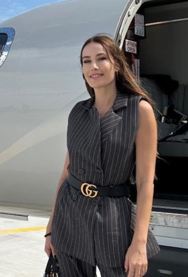 Shine2gether Γυναικείο Γιλέκο Γκρί με Ρίγες