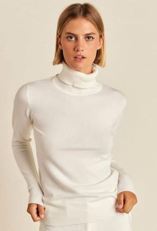 Forel Γυναικείο Μακρυμάνικο Πουλόβερ Ζιβάγκο Εκρού