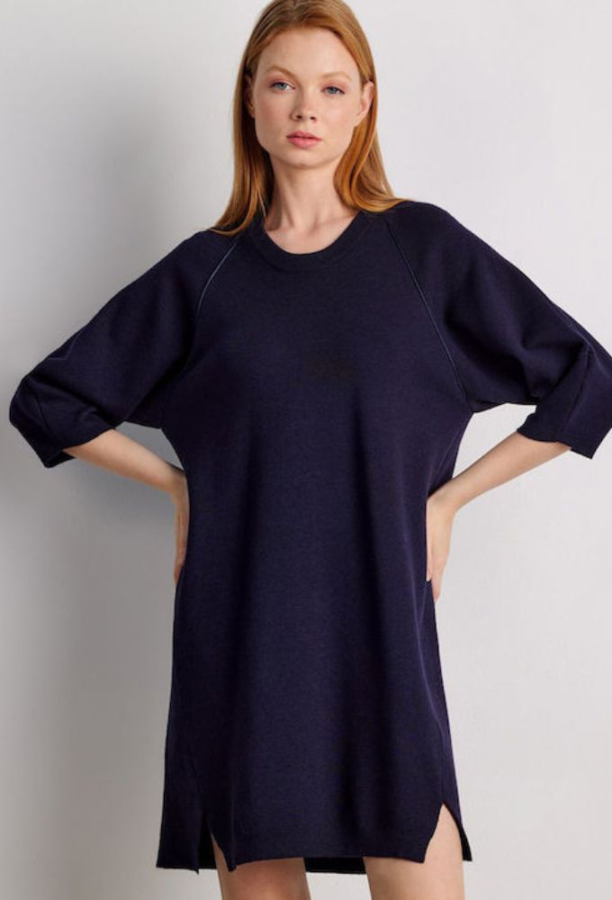 Forel Mini All Day Φόρεμα Πλεκτό Navy Μπλε - Image 5