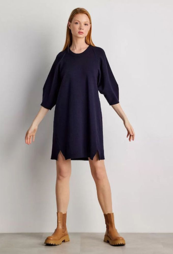 Forel Mini All Day Φόρεμα Πλεκτό Navy Μπλε - Image 3