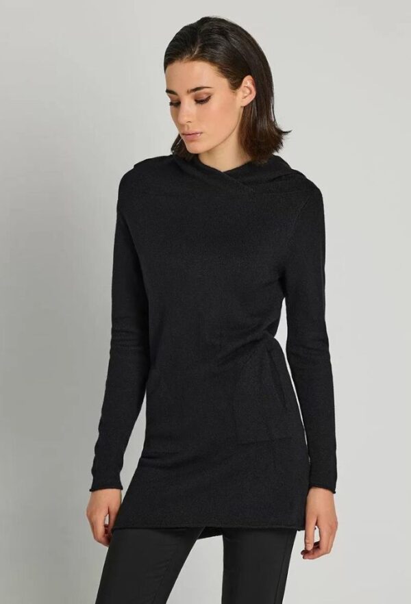 Forel Πλεκτό Mακρύ με Kουκούλα Μαύρο