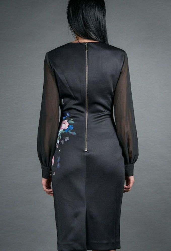 Ted Baker Midi Φόρεμα για Γάμο / Βάπτιση Μακρυμάνικο Μαύρο - Image 2