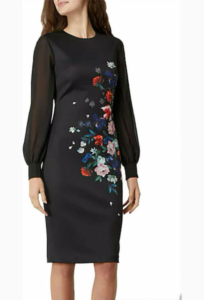 Ted Baker Midi Φόρεμα για Γάμο / Βάπτιση Μακρυμάνικο Μαύρο