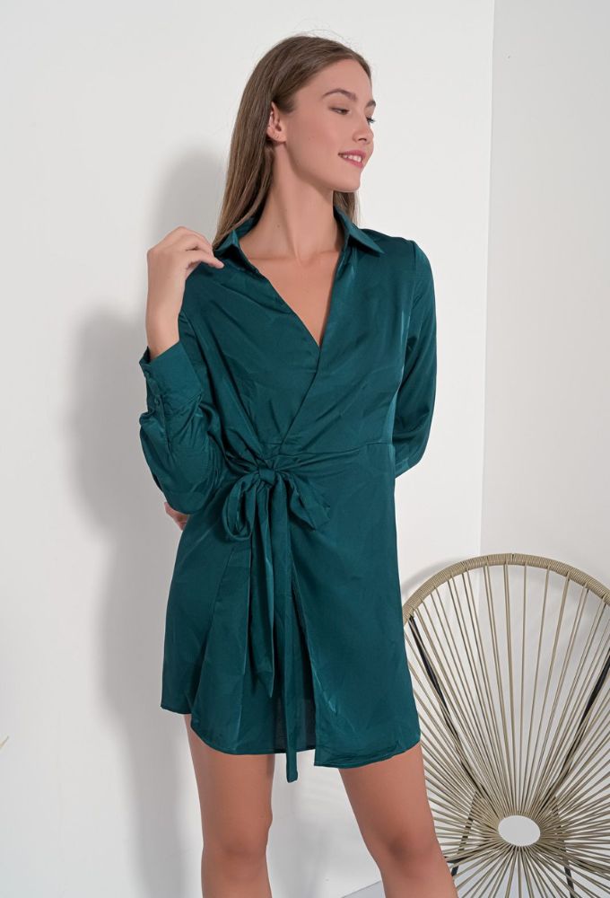 Fullah Sugah Γυναικείο Φόρεμα Wrap Πετρολ - Image 4