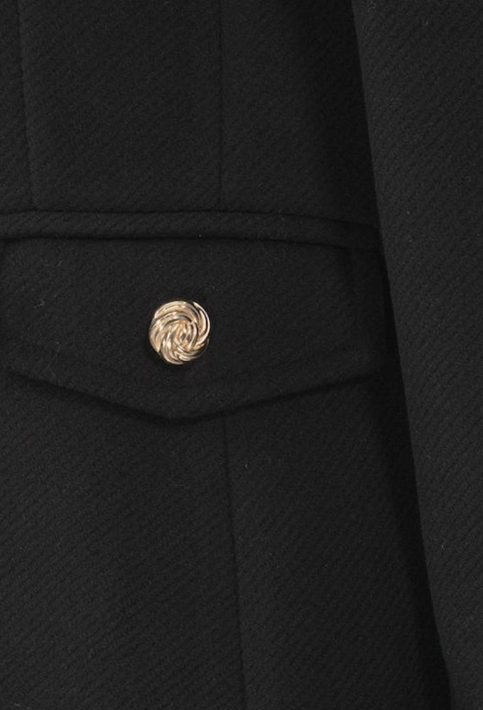 Forel Γυναικείο Μαύρο Παλτό με Κουμπιά - Image 3