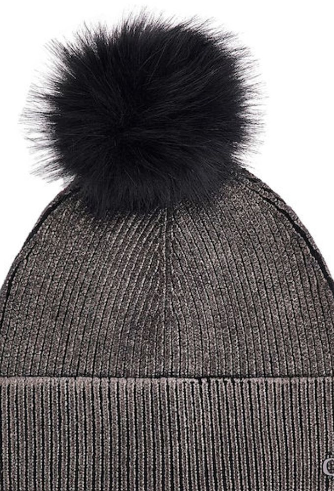 Guess Pom Pom Beanie Γυναικείος Σκούφος Πλεκτός Gunmetal - Image 3