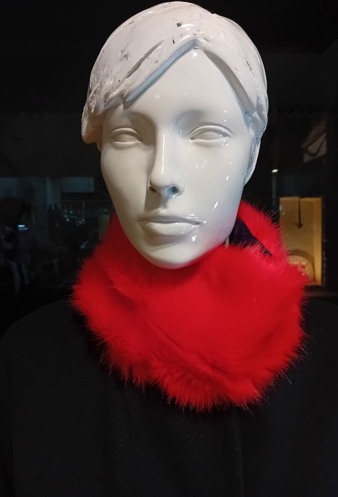 Mexx Γυναικείος Λαιμός Κασκόλ Κόκκινος Γούνα - Image 3