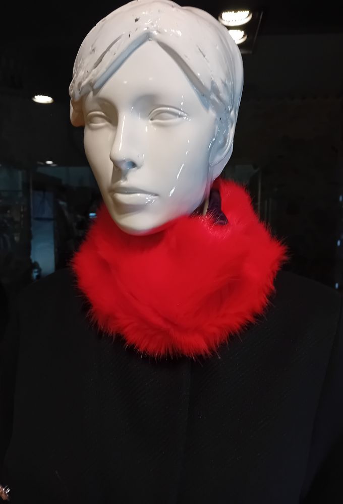 Mexx Γυναικείος Λαιμός Κασκόλ Κόκκινος Γούνα