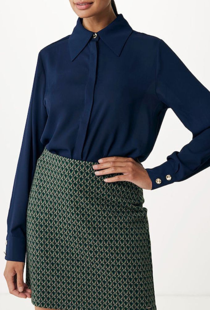 Mexx Fashion Γυναικείο Πουκάμισο Μπλέ Σκούρο