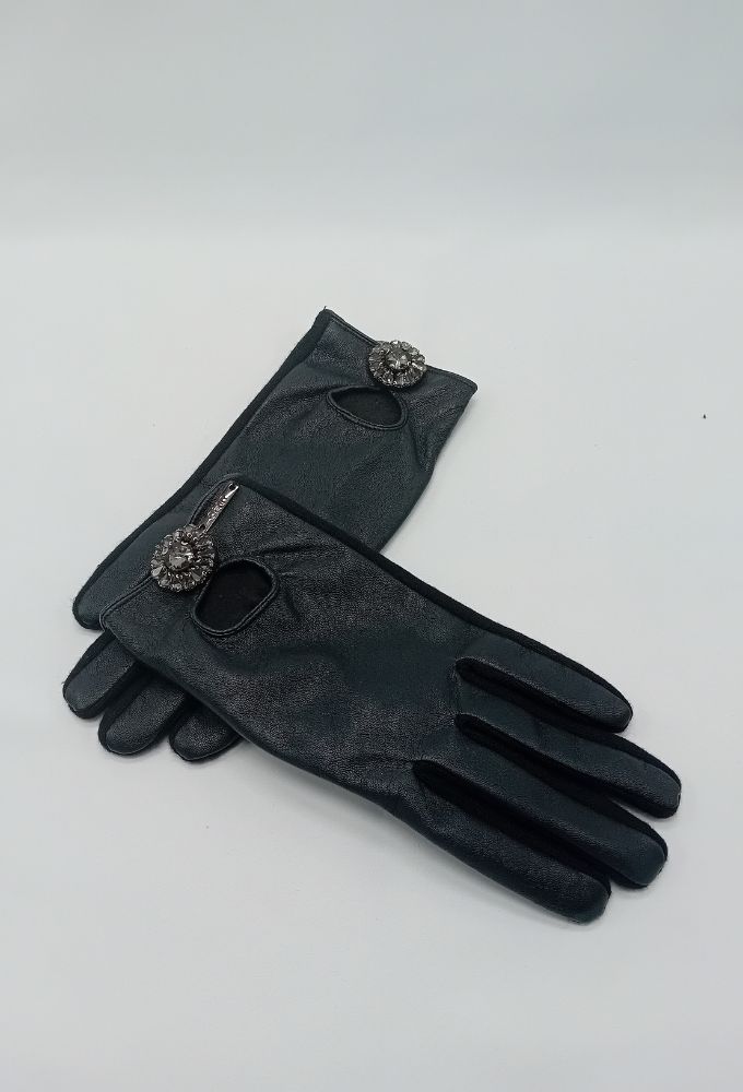 Liu Jo Γυναικεία Δερμάτινα Γάντια Μαύρα - Image 3
