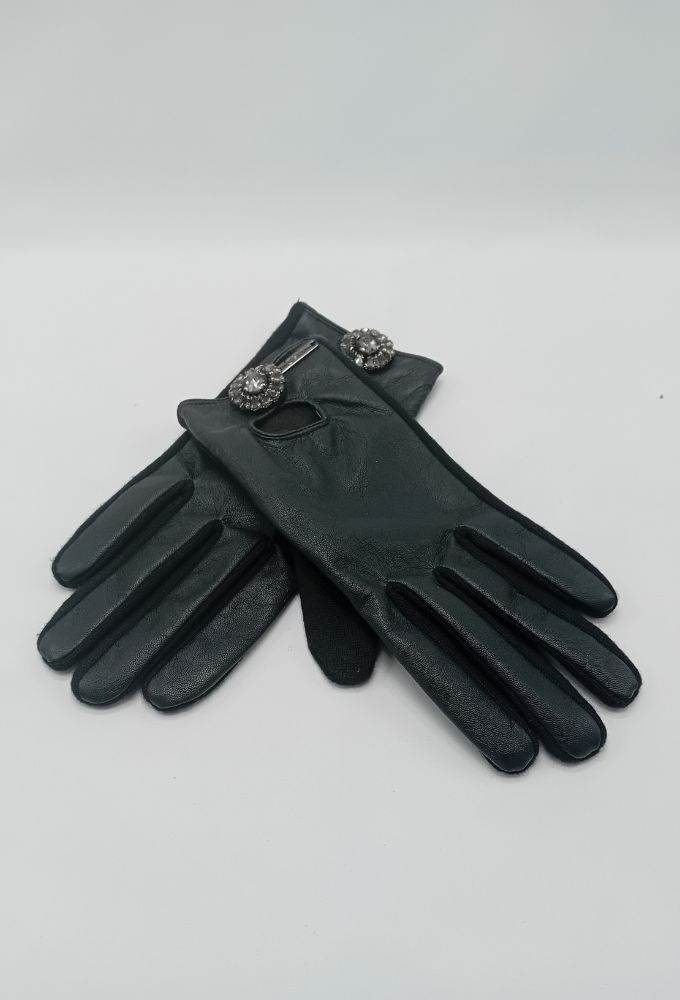 Liu Jo Γυναικεία Δερμάτινα Γάντια Μαύρα - Image 5