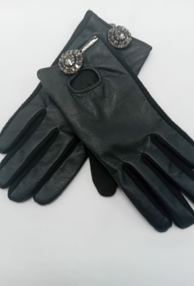 Liu Jo Γυναικεία Δερμάτινα Γάντια Μαύρα - Image 2