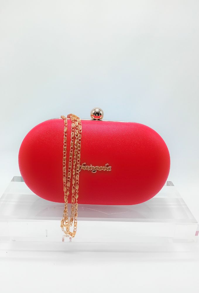 Fragola Κόκκινο Clutch Τσαντάκι με Χρυσή Αλυσίδα - Image 2