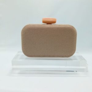 4QUEENS Τσαντάκι Clutch από Ύφασμα με Ιδιαίτερο Κούμπωμα από Ρητίνη Μπεζ/Χρυσό