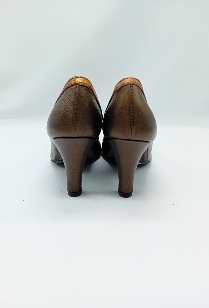 Salvadorsapena Vintage Γυναικείες Δερμάτινες Καφέ/Bronze Γόβες - Image 7