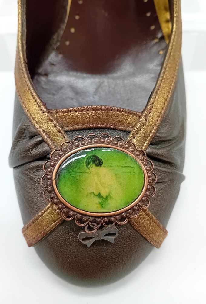 Salvadorsapena Vintage Γυναικείες Δερμάτινες Καφέ/Bronze Γόβες - Image 4