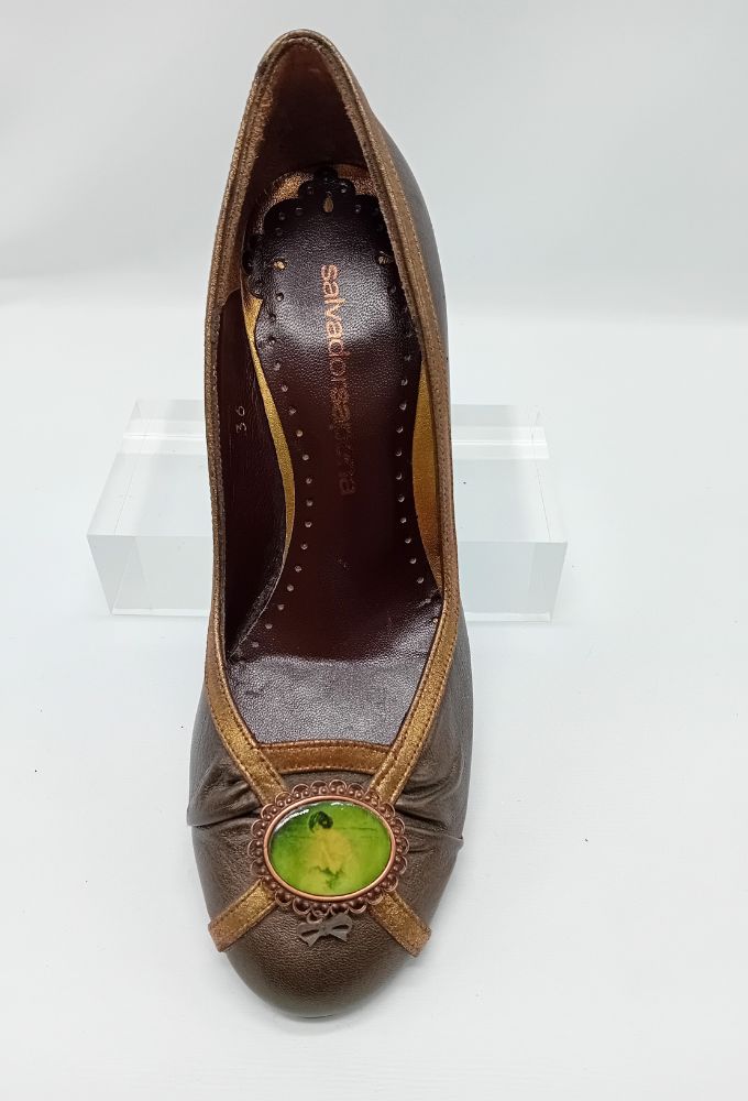 Salvadorsapena Vintage Γυναικείες Δερμάτινες Καφέ/Bronze Γόβες - Image 3