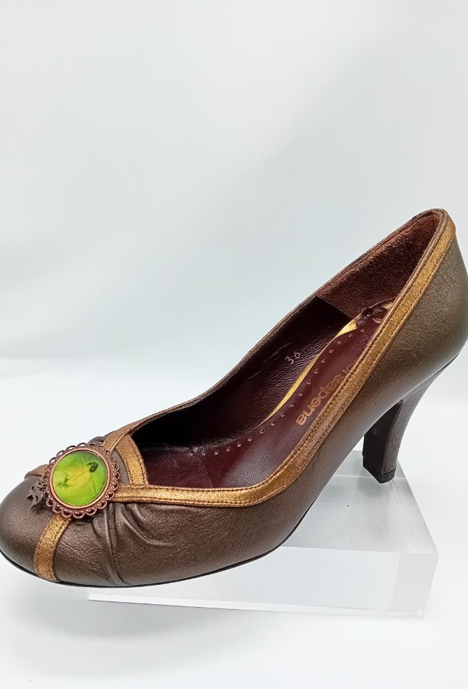 Salvadorsapena Vintage Γυναικείες Δερμάτινες Καφέ/Bronze Γόβες - Image 6