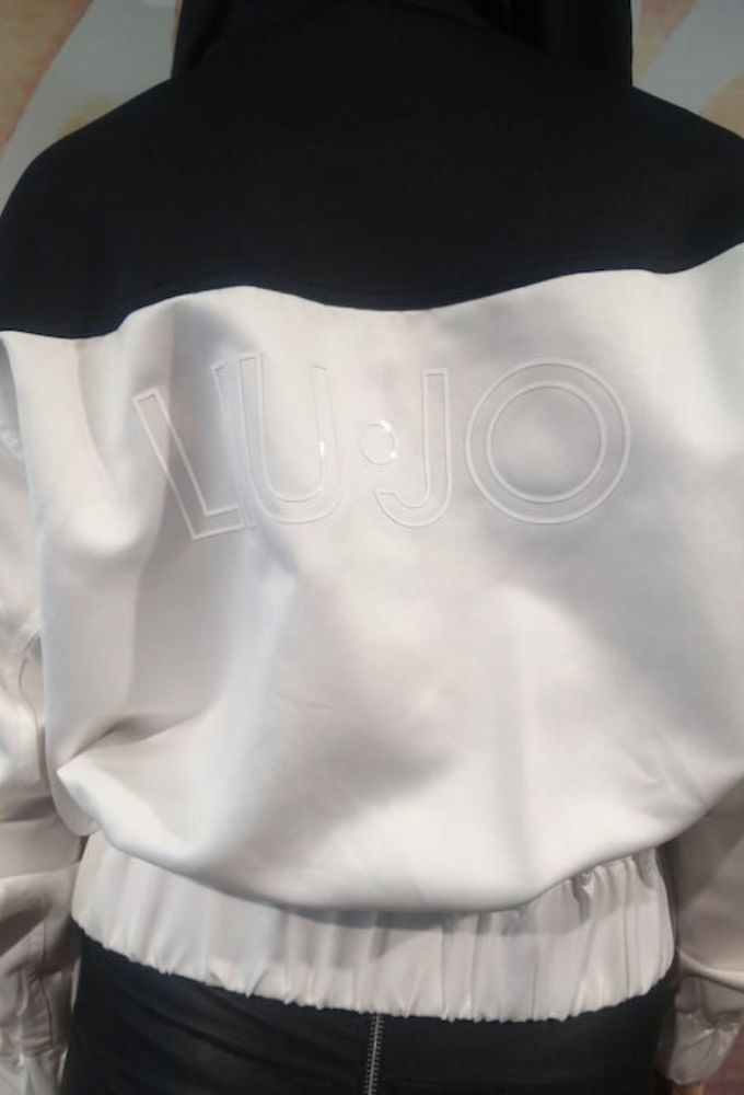 Liu Jo Κοντό Γυναικείο Μπουφάν Bomber Λευκό/Μαύρο - Image 3