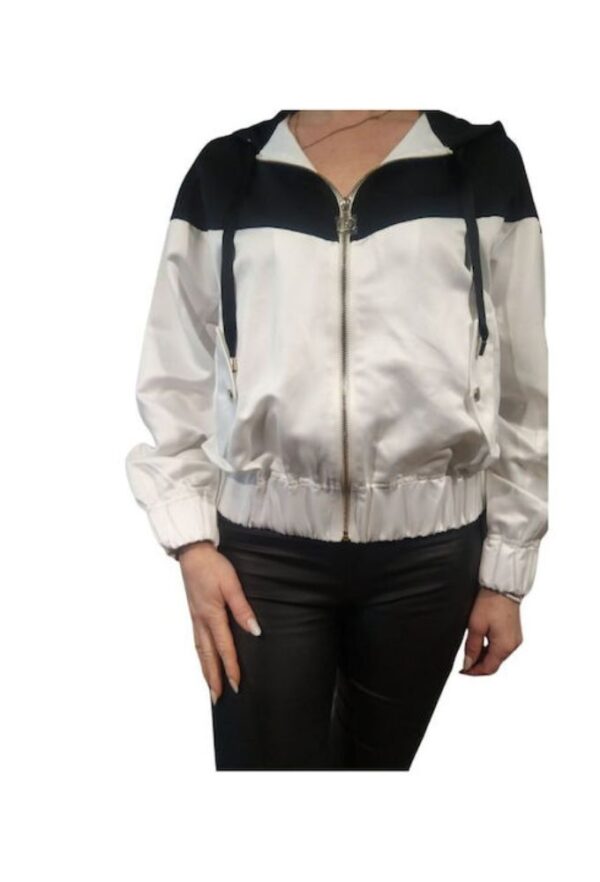 Liu Jo Κοντό Γυναικείο Μπουφάν Bomber Λευκό/Μαύρο