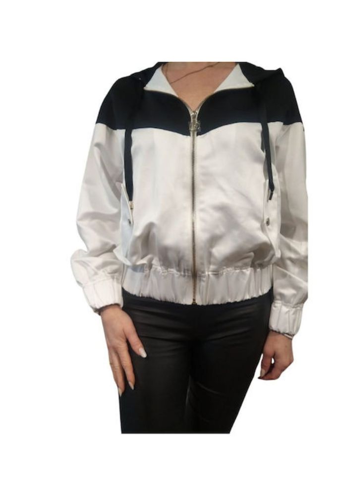 Liu Jo Κοντό Γυναικείο Μπουφάν Bomber Λευκό/Μαύρο