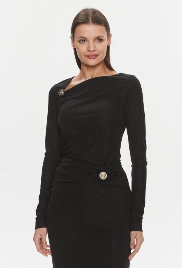 Guess Γυναικεία Μπλούζα Μακρυμάνικη Μαύρη Slim Fit