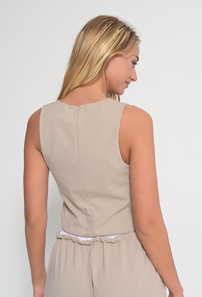 Fullah Sugah Τοπ Γιλέκο με Kουμπιά Μπεζ - Image 2
