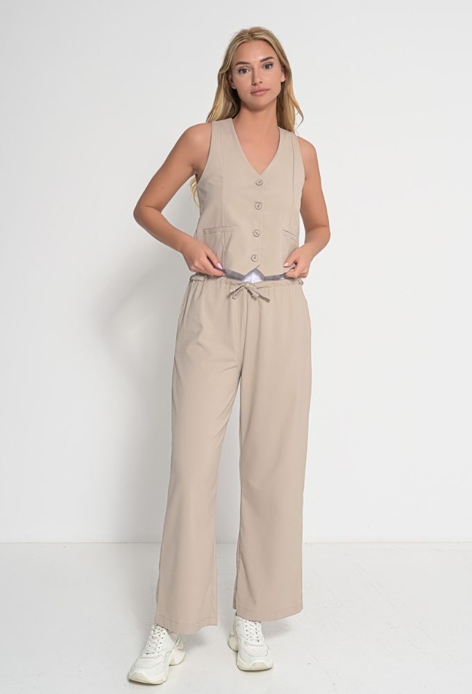 Fullah Sugah Τοπ Γιλέκο με Kουμπιά Μπεζ - Image 3