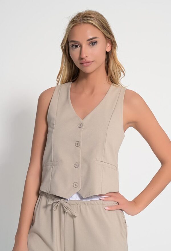 Fullah Sugah Τοπ Γιλέκο με Kουμπιά Μπεζ