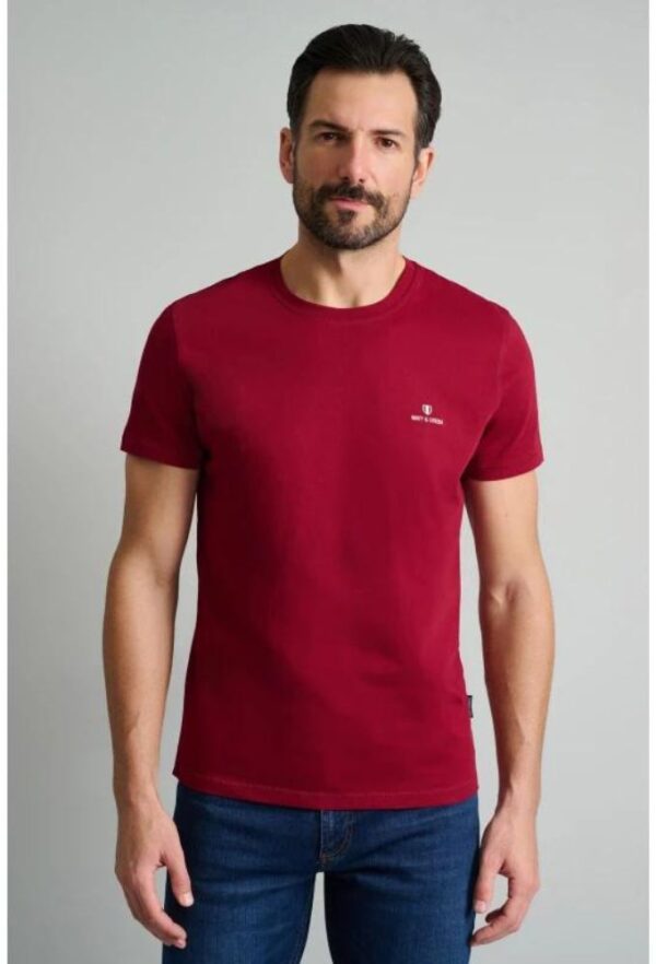 Navy&Green T-Shirt με Λαιμόκοψη Μπορντό