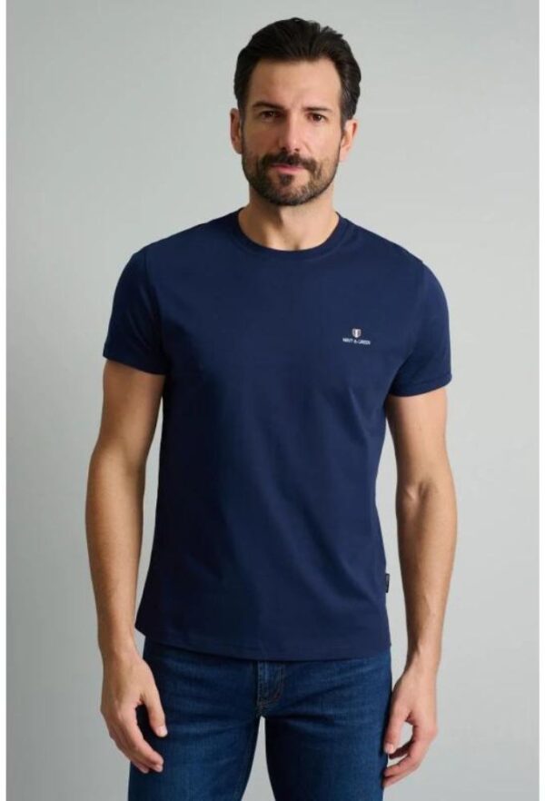 Navy&Green T-Shirt με Λαιμόκοψη Mπλέ Σκούρο