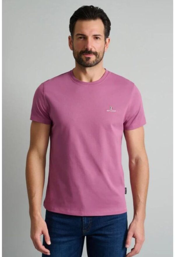 Navy&Green T-Shirt με Λαιμόκοψη Σομόν Σκούρο