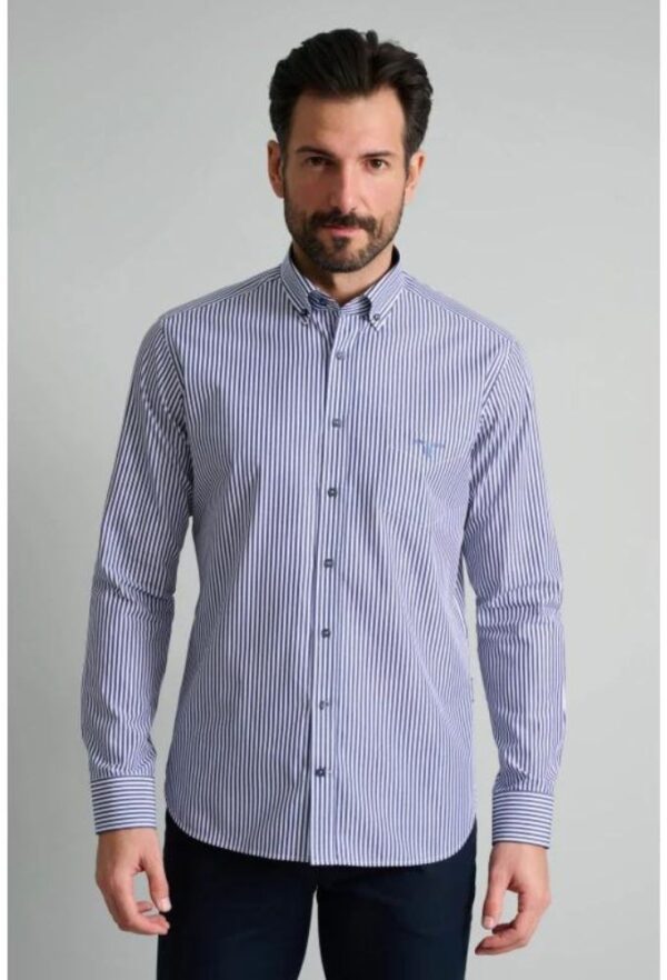 Navy&Green Πουκάμισο Mπλέ/Άσπρο Comfort Fit