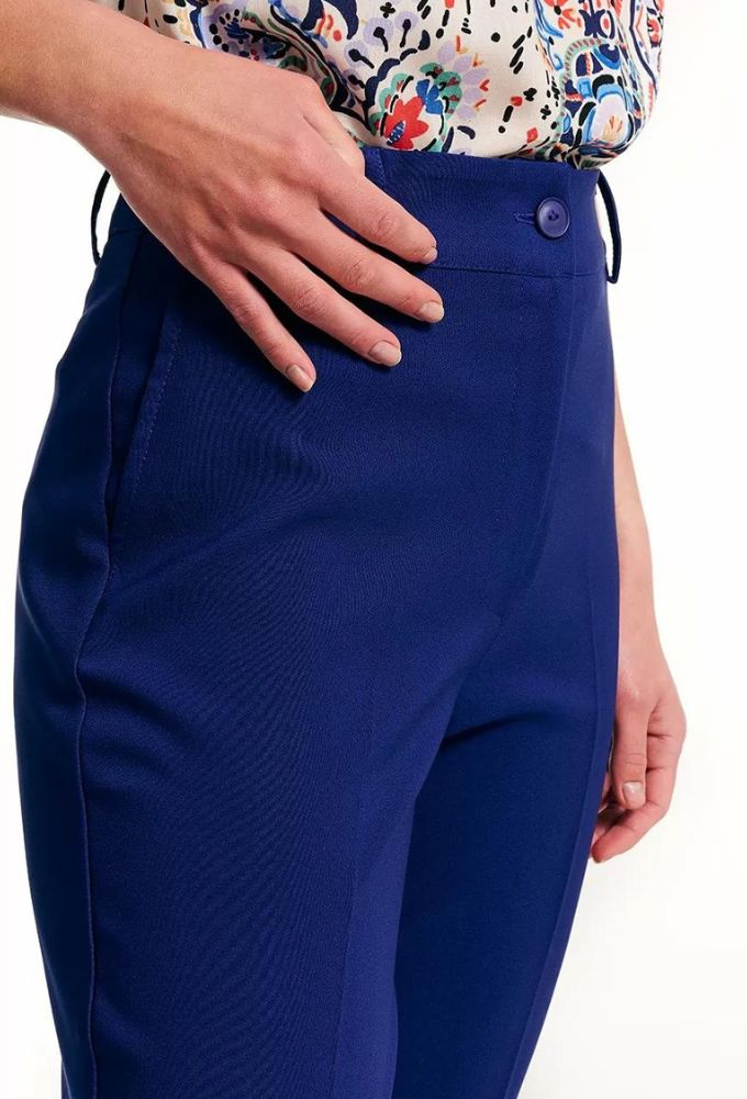 Forel Γυναικείο Ψηλόμεσο Υφασμάτινο Παντελόνι σε Slim Εφαρμογή Μπλε - Image 4