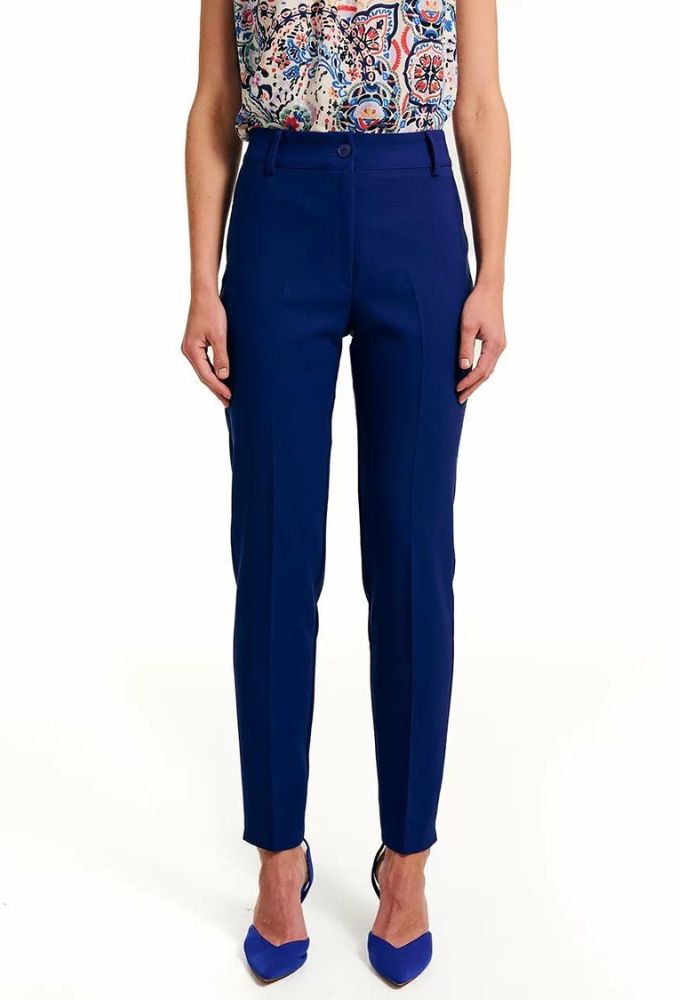 Forel Γυναικείο Ψηλόμεσο Υφασμάτινο Παντελόνι σε Slim Εφαρμογή Μπλε