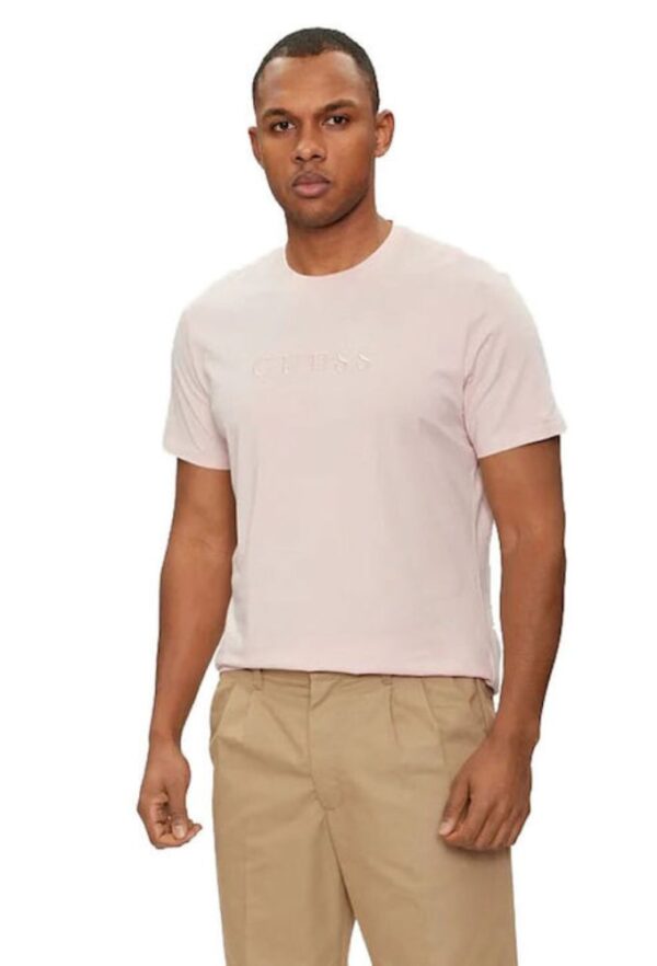 Guess Ανδρικό T-shirt Κοντομάνικο Ροζ